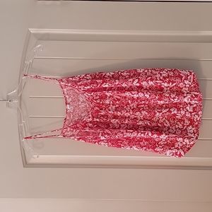 Red and White Floral Flowy Tank Top Size Small
